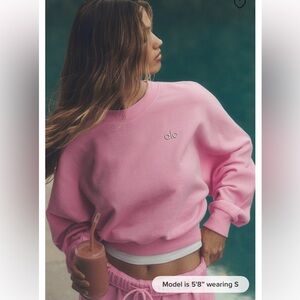 Alo Cropped Accolade Crewneck Sweet Pink